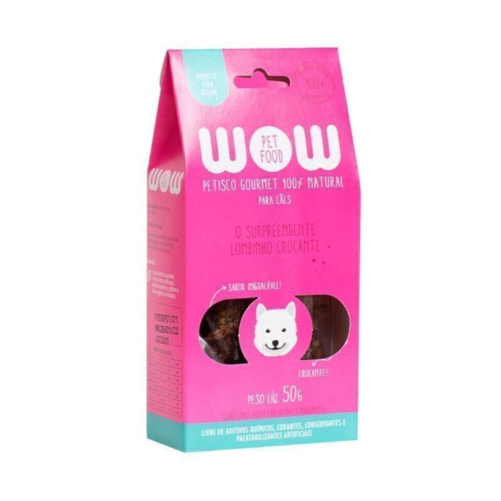 Petisco Wow Pet P/ Cães Sabor Lombinho Crocante 100% Natural