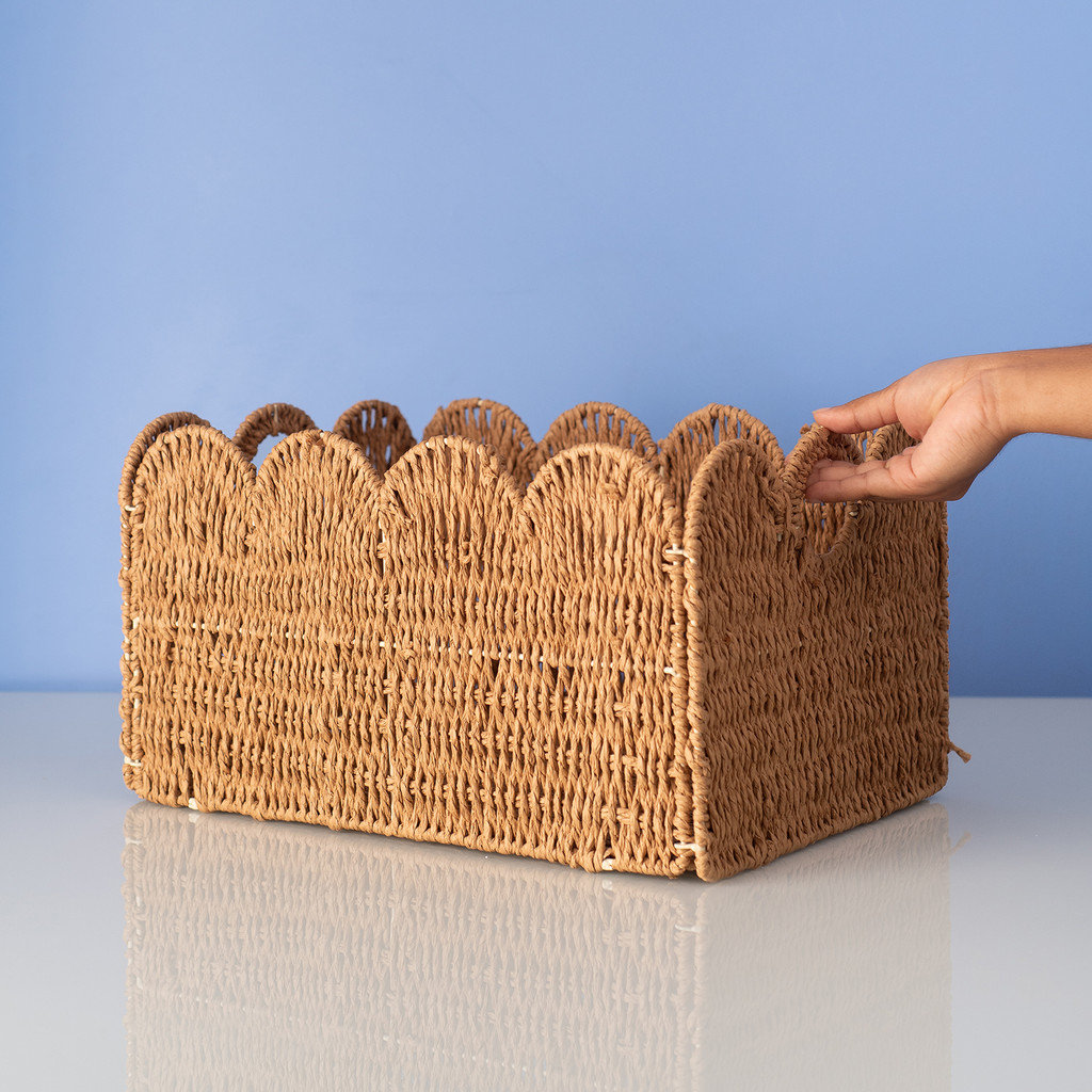 cesto organizador 38cm ondulado com alças de corda - Oikos — imagem 2 de 2