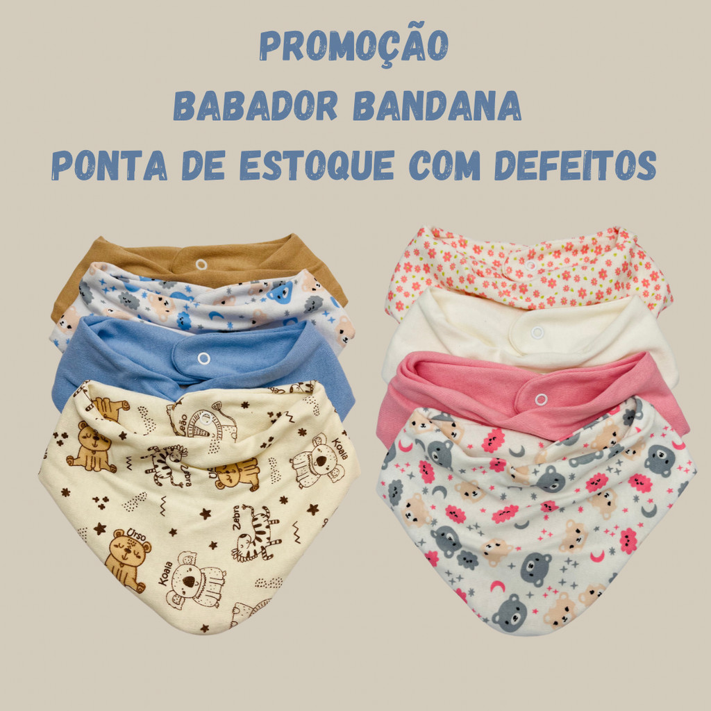 Ponta de Estoque - Kit 3 Babador Bandana Babê 100% Algodão Pequenos Defeitos em Oferta na Shopee