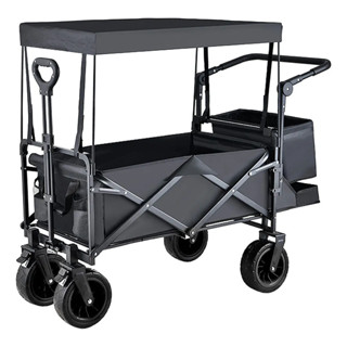 Carrinho Dobrável Transporte Camping Lazer Com Teto Preto em Oferta na Shopee