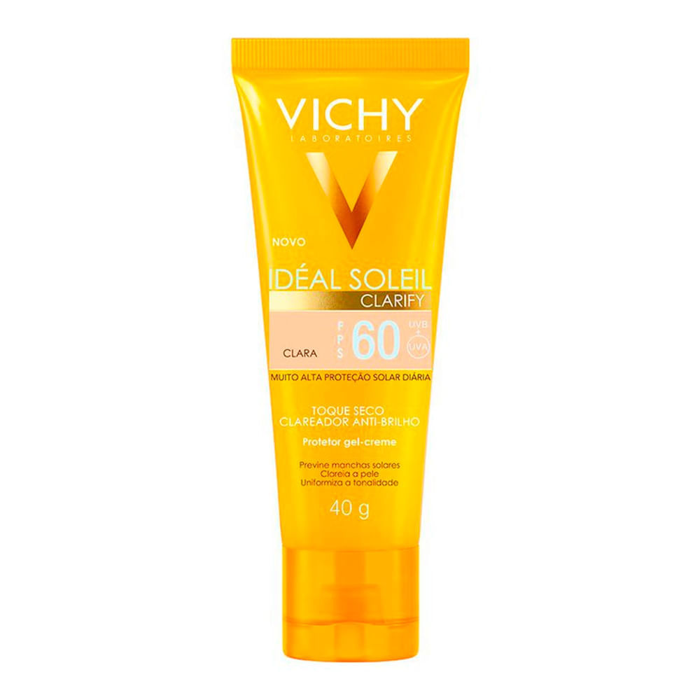 Protetor Solar Idéal Soleil Clarify Clara FPS 60 Gel Creme Com Cor 40g em Oferta na Shopee