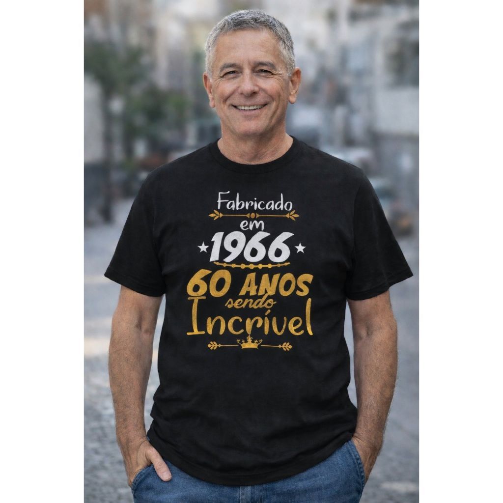 Presente Criativo Aniversário 60 Anos - Camiseta Nascidos em 1966 - Algodão Feminino Masculino