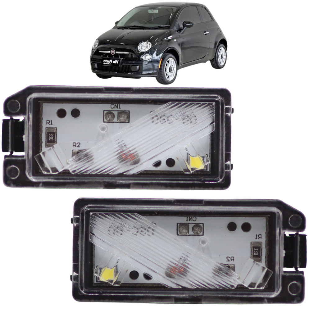 Kit 2 Lanternas de placa com LED Conector Quadrado Fiat 500 2012