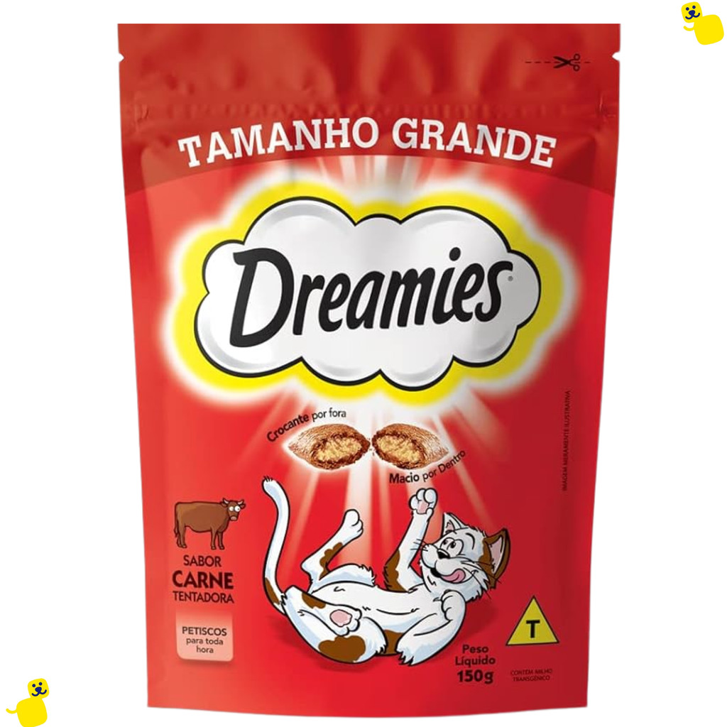 Dreamies Gato 150g Petisco para Gato Sabor Carne Snacks Crocante por Fora e Macio por Dentro