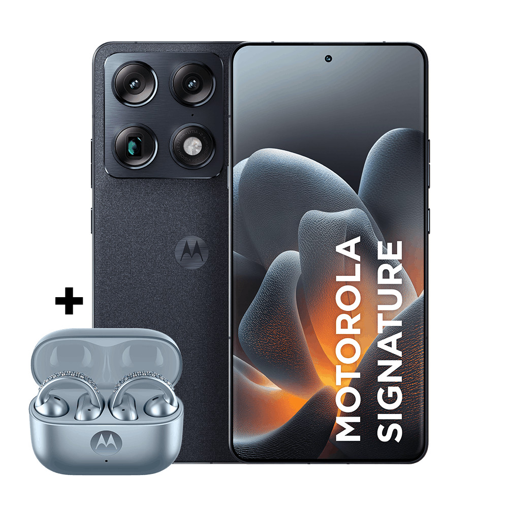 Kit Smartphone Motorola Signature 5G 512GB + Fone Bluetooth Moto Buds Loop Ice Melt Swarovski