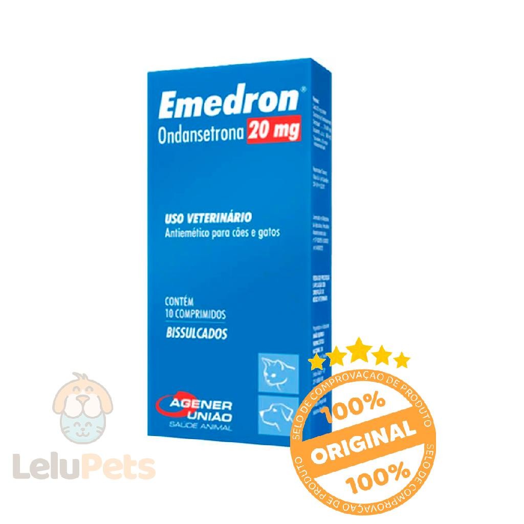 Imagem Emedron Antiemético 20mg P/ Cães E Gatos 10 Comp Agener