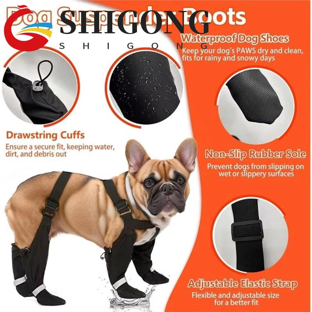 Sapatos Ao Ar Livre Para Cães SHIGONG , Botas Com Tira Reflexiva Ajustável Suspensas Antiderrapantes