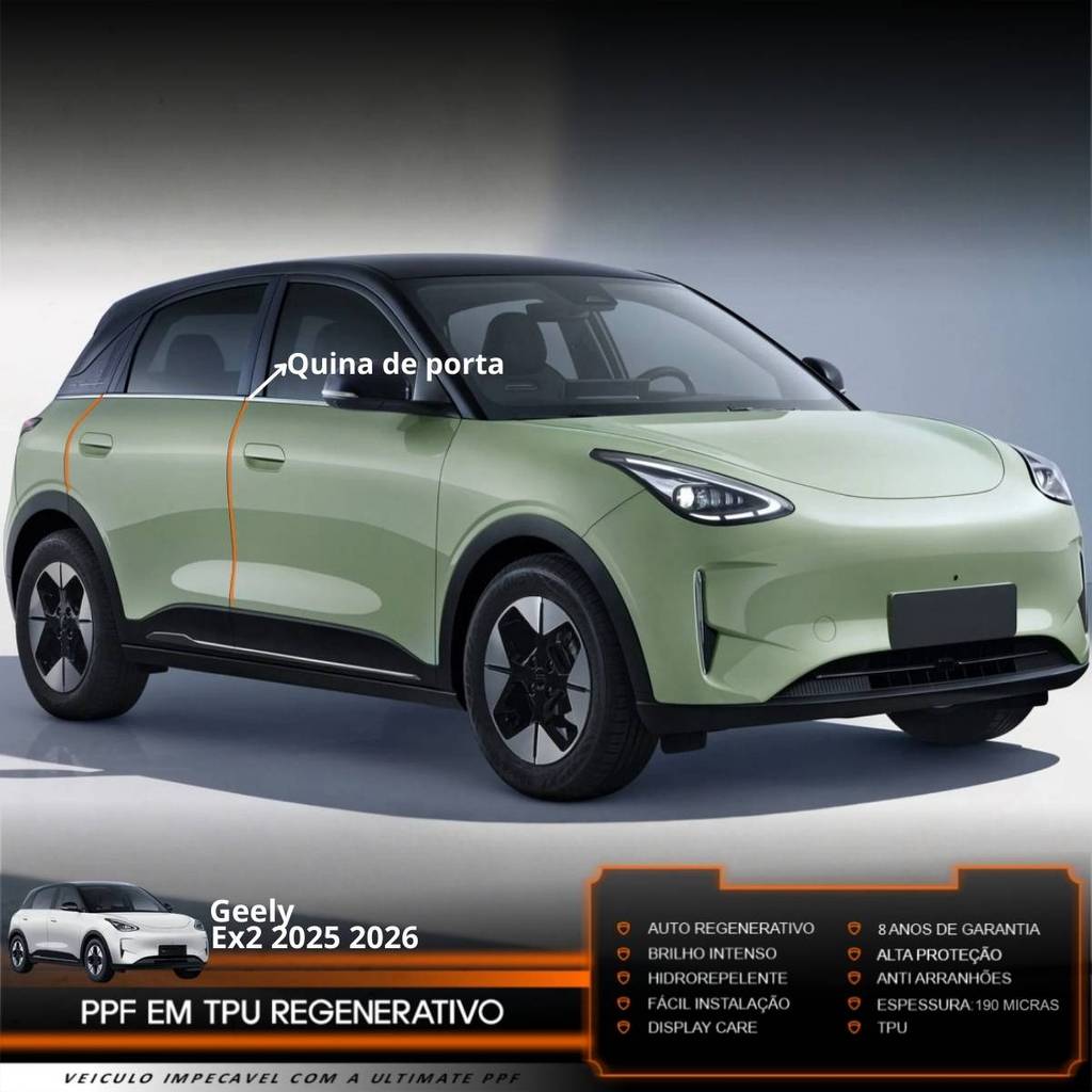Película PPF Proteção Kit Portas Geely Ex2 2025 2026 Transparente TPU Anti Risco