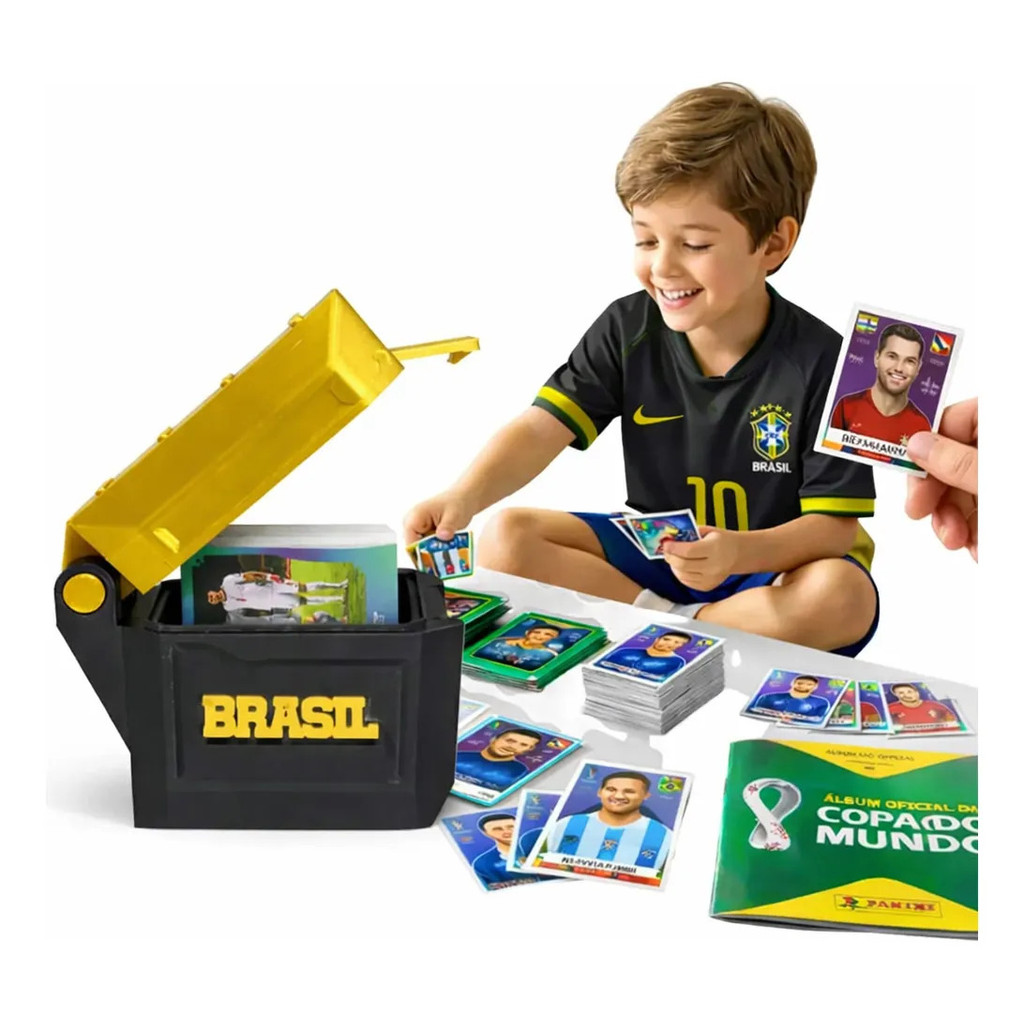 Porta Figurinha Copa Do Mundo Caixinha Guarda Cards Estojo Album Seleção Brasileira