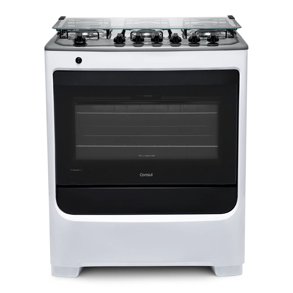 Fogão Consul 6 Bocas Branco com Botões Removíveis e Vidro Interno Vedado - CFS6NAB em Oferta na Shopee