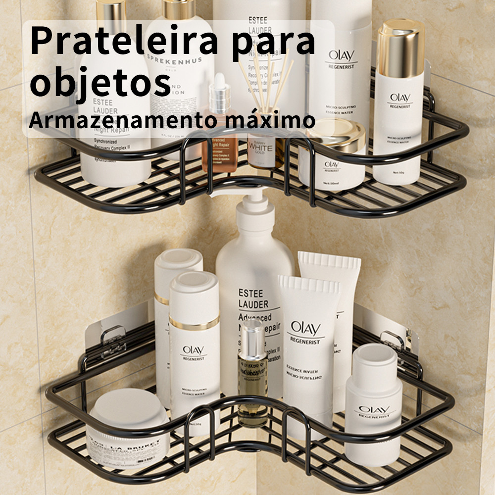 Prateleira para Banheiro Triangular de Parede Resistente Multifuncional Inodora Prática Resistente ao Desgaste Durável