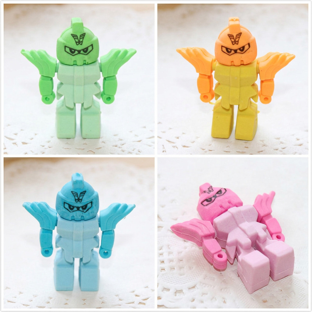 borracha robô desmontável escolar brinquedo robô colorido 5cm borracha divertida infantil