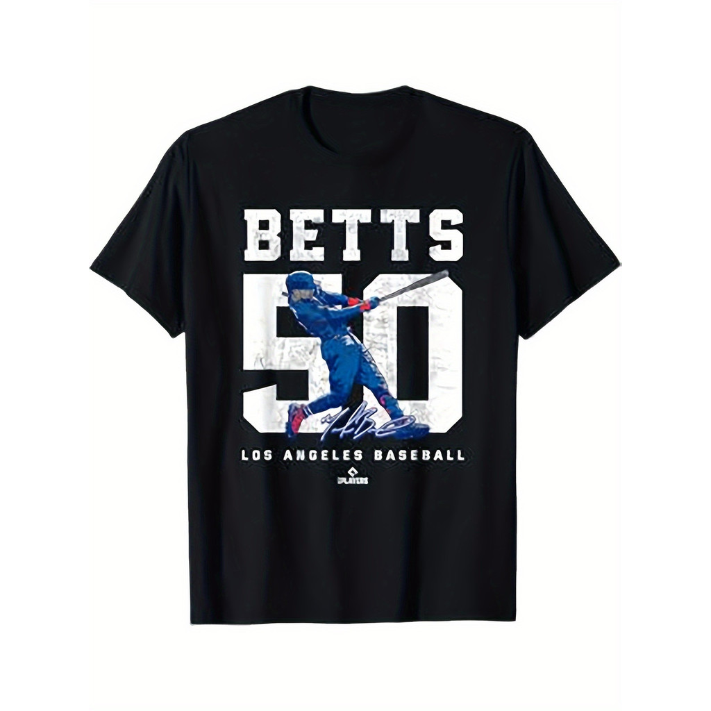 Camiseta Masculina Los Angeles Baseball Mookie Betts 50 Estampada Esportiva Moderna Confortável Estilosa Casual