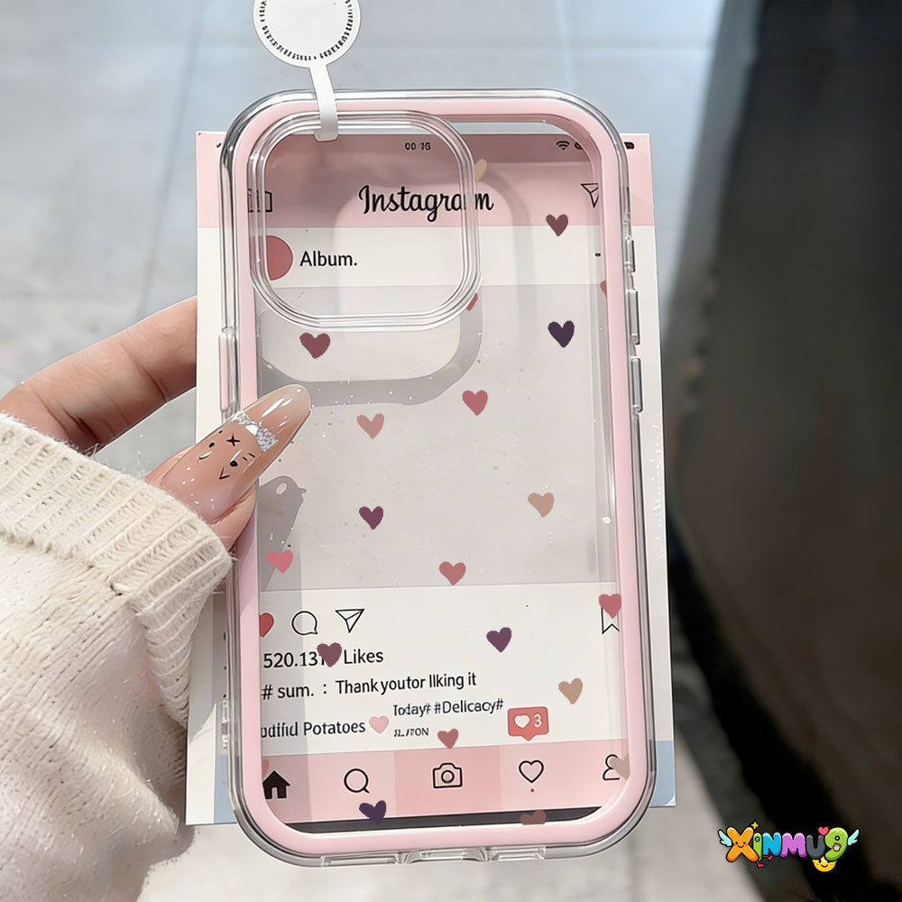 Caso 2 Em 1 Quadro À Prova De Choque Para iPhone 17 Pro Max 13 11 12 16 15 14 Plus Ar XR Simples Amor Capa Transparente