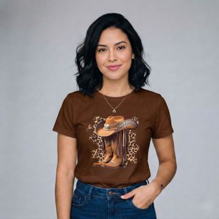 Camiseta Feminina Estilo Country Rodeio Animal Print Moda Western Casual blusa camisa em Oferta na Shopee