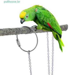 PULLHOUSE Periquito Pé Corrente Calopsita Pombo Voando Treinamento Prata Com Fivela Giratória Suporte Para Pássaros Torn