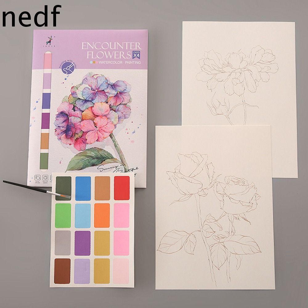 NEDFS Livro De Pintura Em Aquarela , Com Pincel , Papel Especial , Guache , Graffiti , DIY em Oferta na Shopee