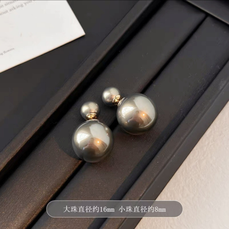 [Estoque pronto] Shijia Brincos grandes de pérola pequenos femininos 2023 Novo estilo Um estilo Mais leve Brincos elegan