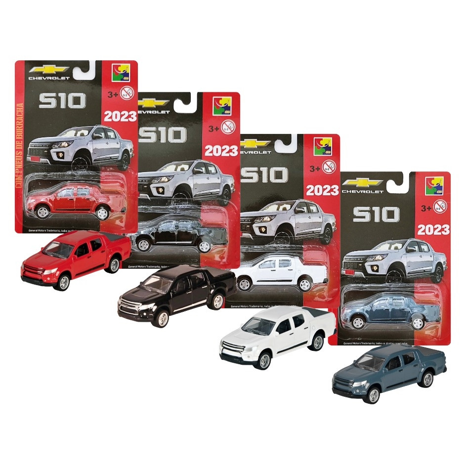 Miniatura Pickup Carro 1:64 Chevrolet S10 Pneus Borracha 1/64