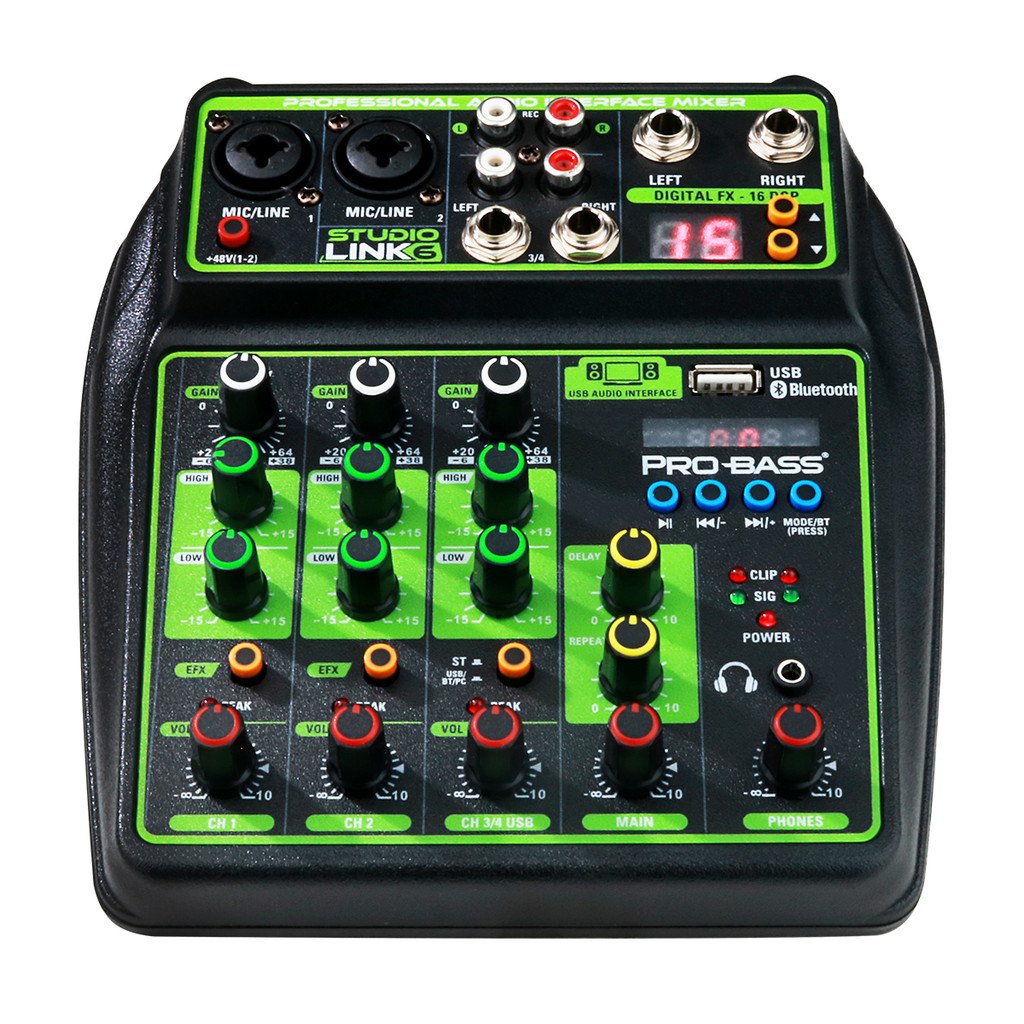 Mesa De Som 6 Canais Com Bluetooth, USB, Interface PC, 16 Efeitos, Phantom Power E Display LCD