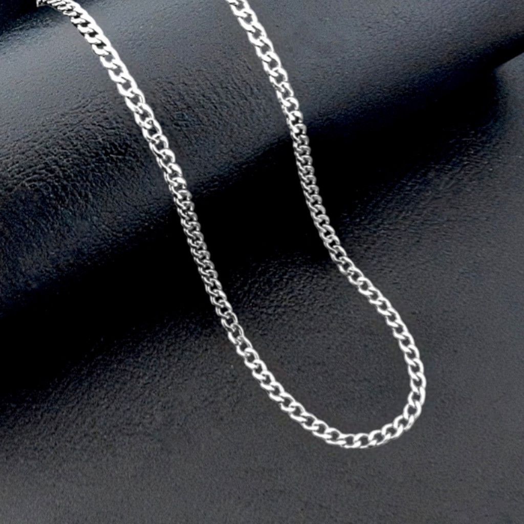 Colar Corrente Masculina Grumet 60cm 3mm Fininha Aço Inox Resistente Não escurece nem Perde a Cor