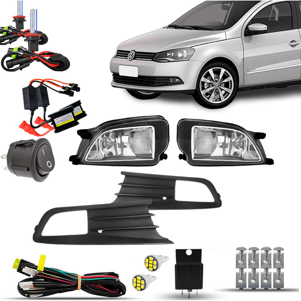 Kit Farol De Milha Neblina Auxiliar Farolete Cibie Completo Gol Voyage G6 2012 13 14 15 16 Xenon 8000K