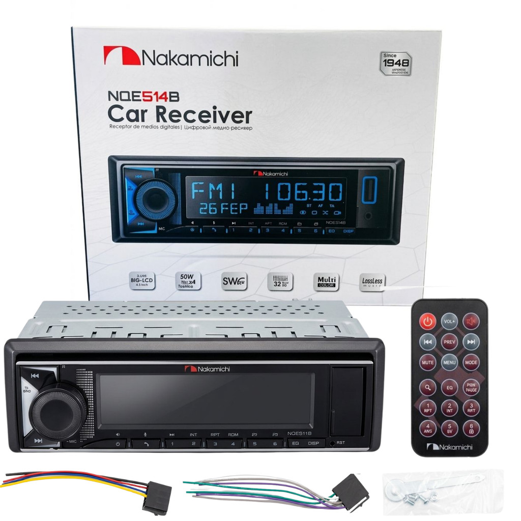 Rádio Nakamichi Nqe-514b 7 Cores 4x50w Bt Usb 4 Rca