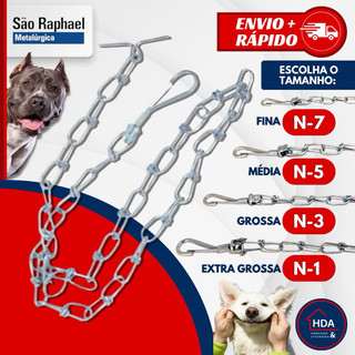 Coleira Corrente Para Cachorro Pet 1,5M Grossa Média Fina - São Rafael