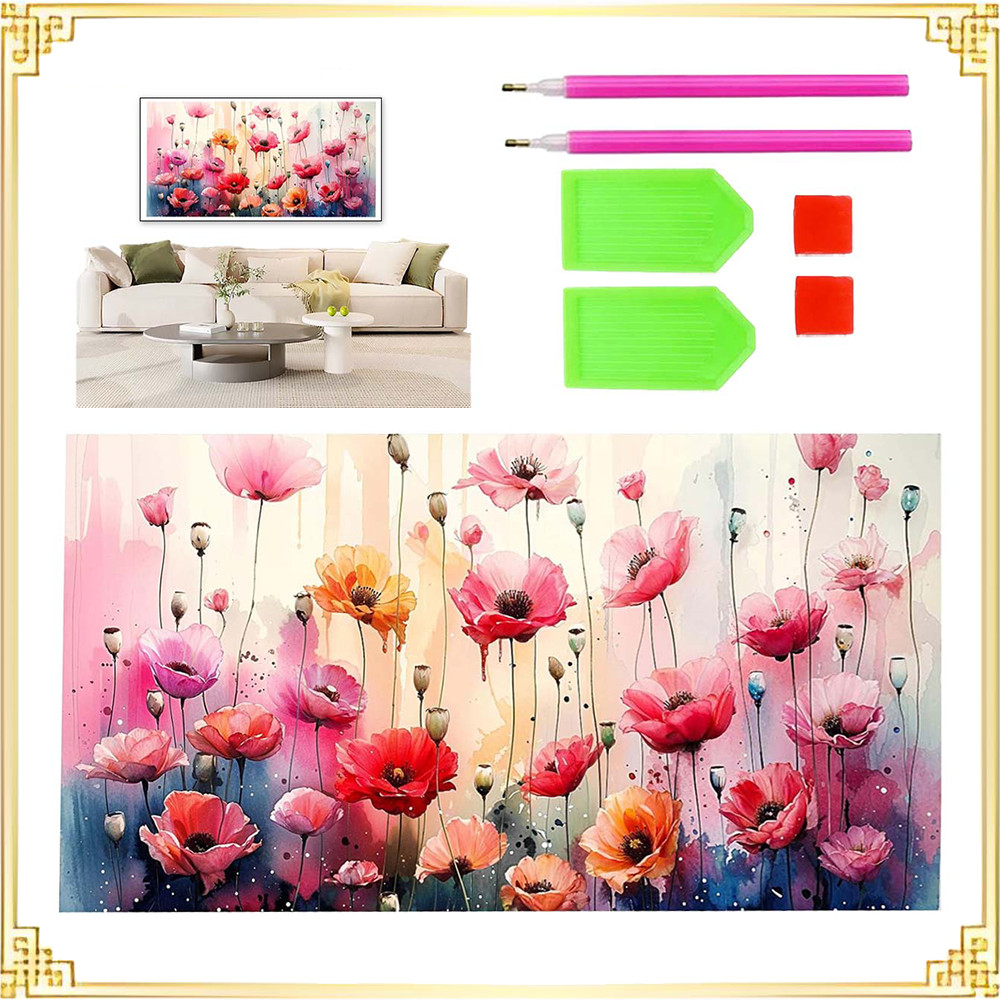 Kit de pintura diamante DIY (flor de flor de tinta rosa) 70x40cm diamante quadrado decoração de casa adequado para prese
