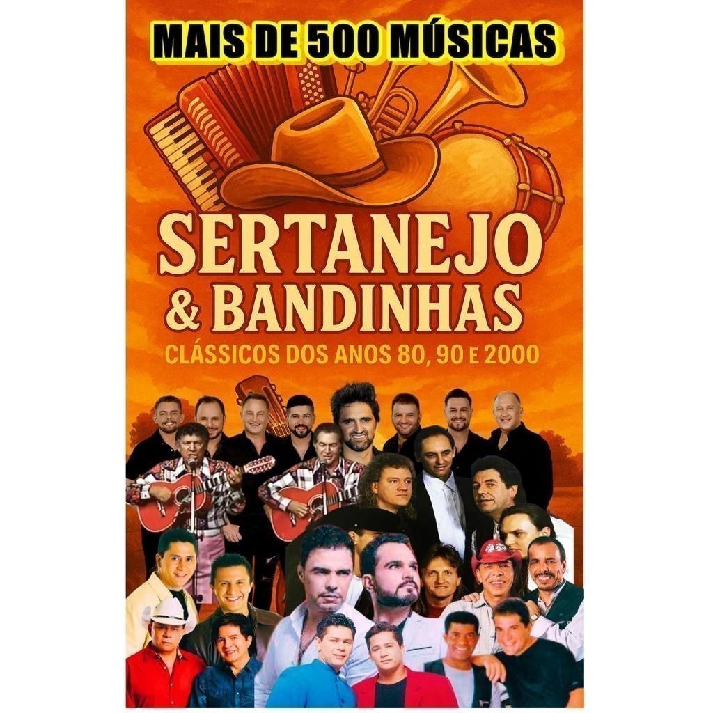 Play driver Música Sertanejo + Bandinhas Anos 80/90/00 +D500 Sucessos Ouvir Tv Carro Som Pc Usb