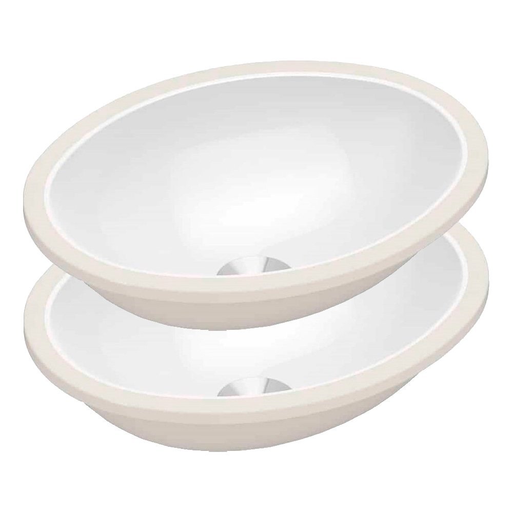 Kit 2 Cubas de Embutir Celite - Oval Pequena 39x30cm sem Ladrão Branco