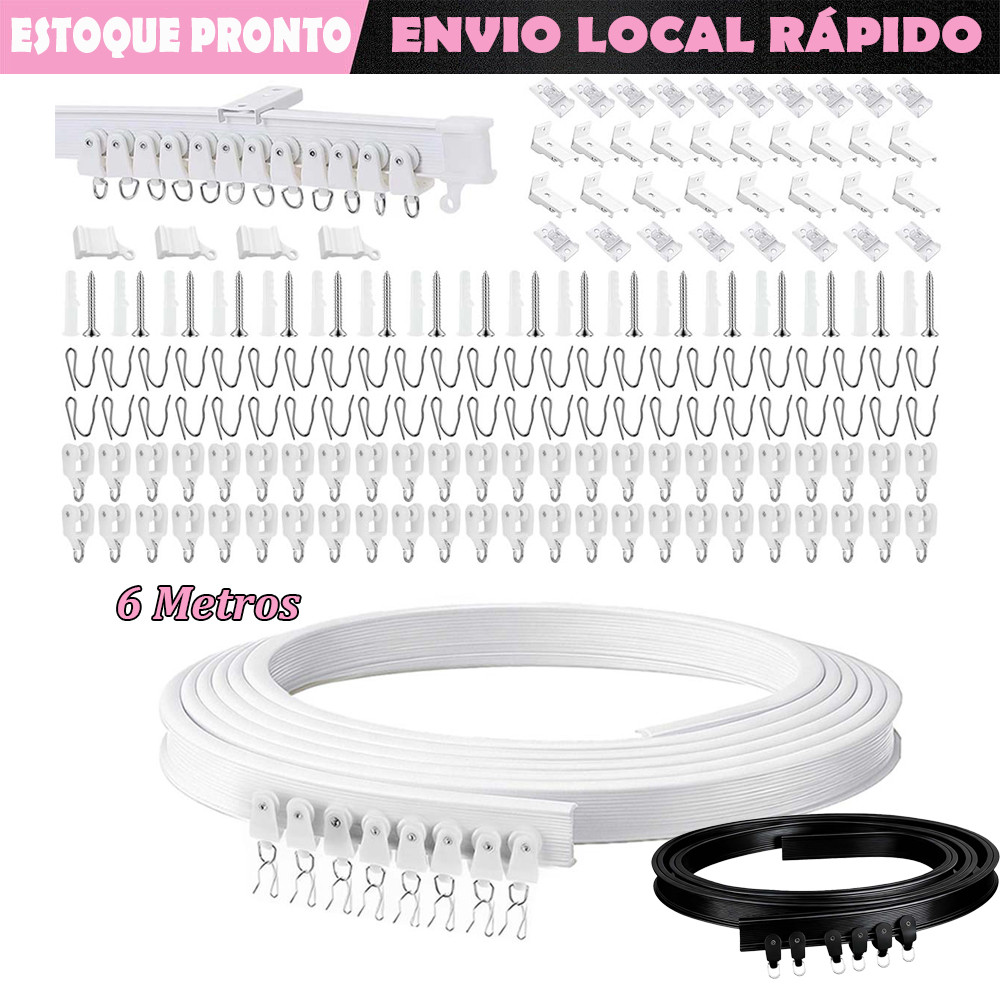 6 metros Trilho Para Cortina De Teto Kit Para Com Acessórios De Instalação Para Janelas Cortinas Chuveiro RV