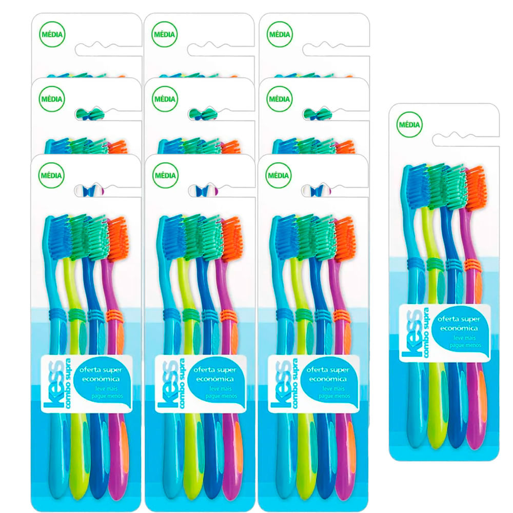 Kit Combo 10 Escova Dental Kess Supra  Com 4 Unidades