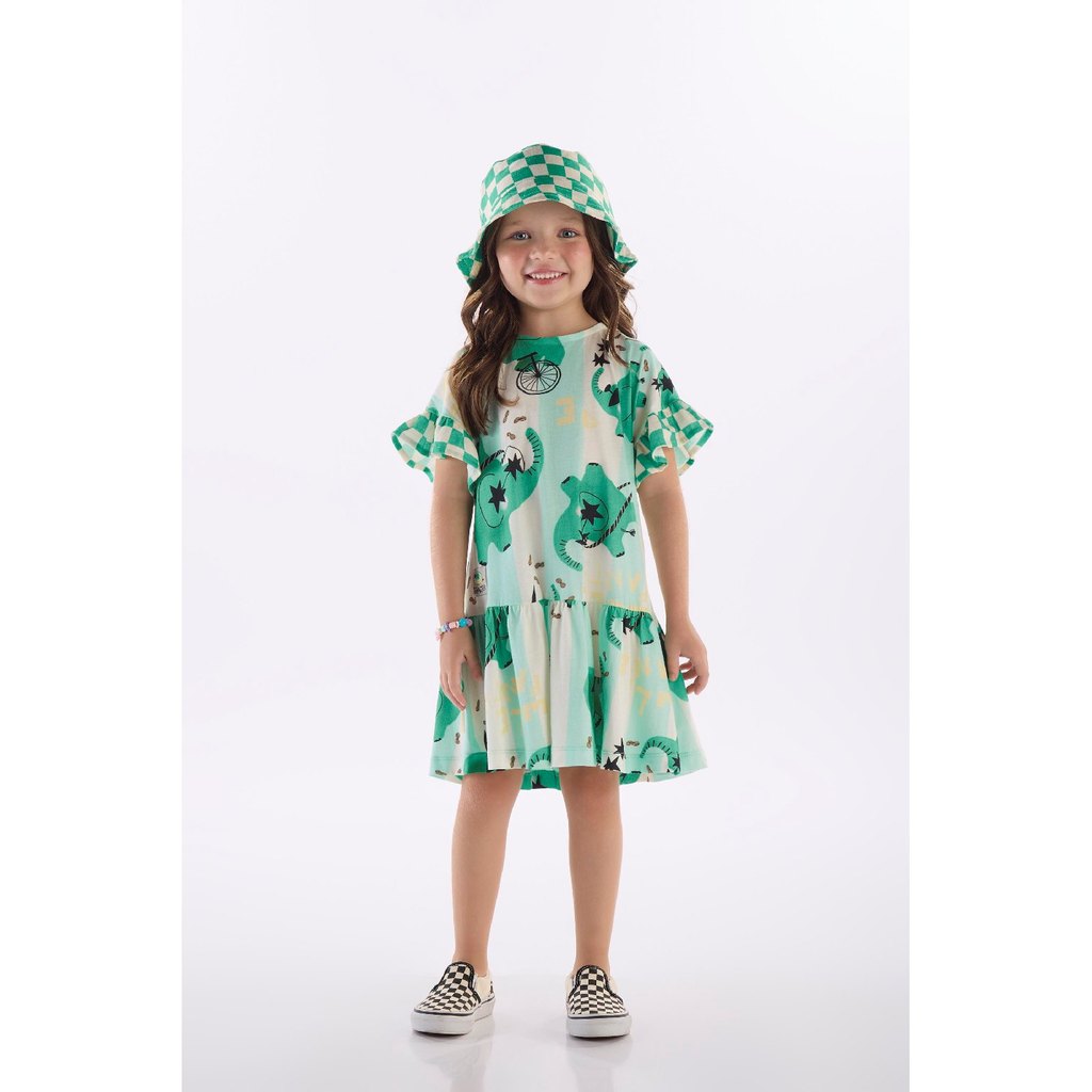 Vestido Infantil em Algodão Três e Já