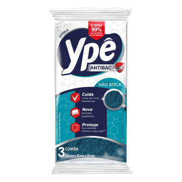 Esponja Anatômica Não Risca Ypê Antibac 3 Unidades