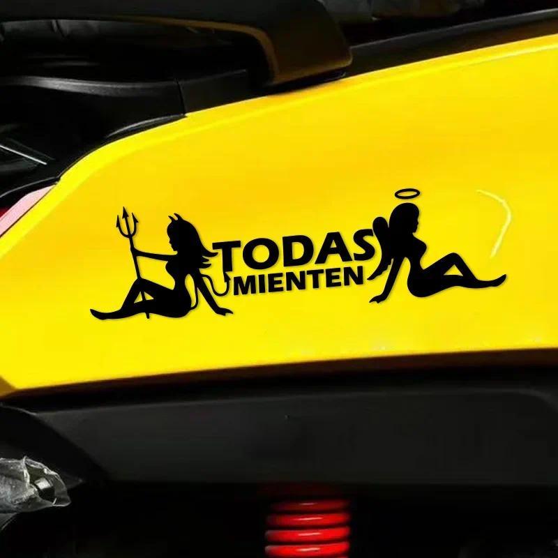 1PC TODAS MIENTEN Anjo E Diabo Engraçado Adesivos De Motocicleta Para Moto Pára-Brisa Dianteiro Tanque Combustível Scoot