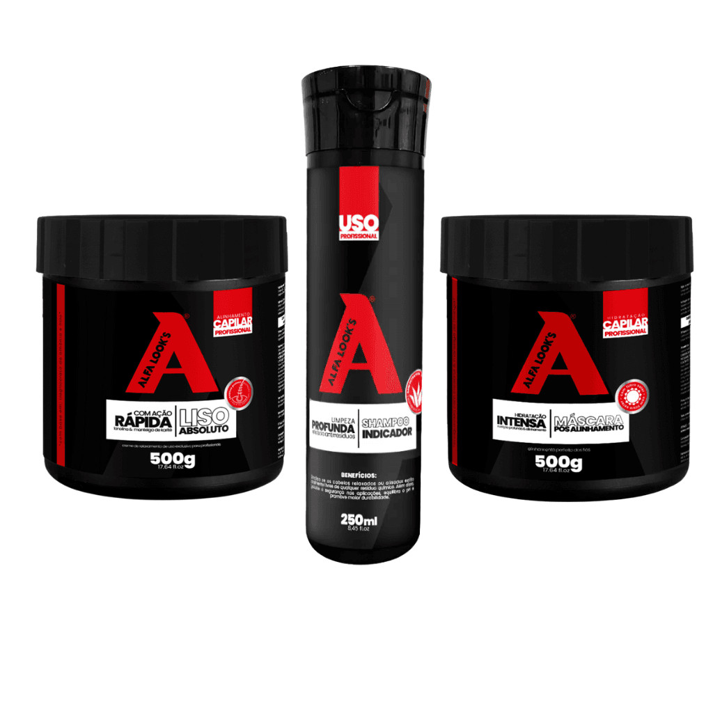 Combo Alisamento Americano Alfa Looks em Oferta na Shopee
