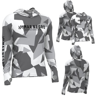 Camisa de Pesca com Proteção Solar UV50+ Mar Negro Xprotection Sublimada Camuflado Geométrica