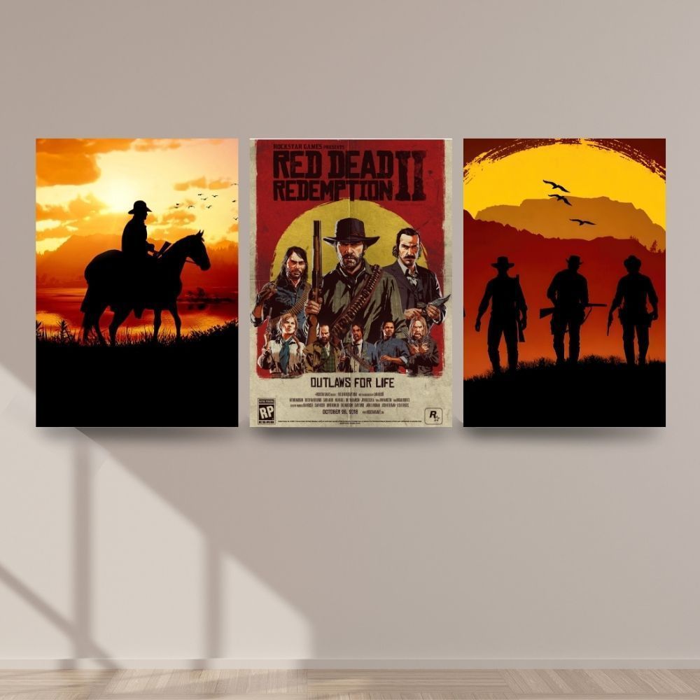 Kit Quadros Decorativos Red Dead Redemption 2 Arthur Morgan Van der Linde Faroeste Gamer Rockstar
