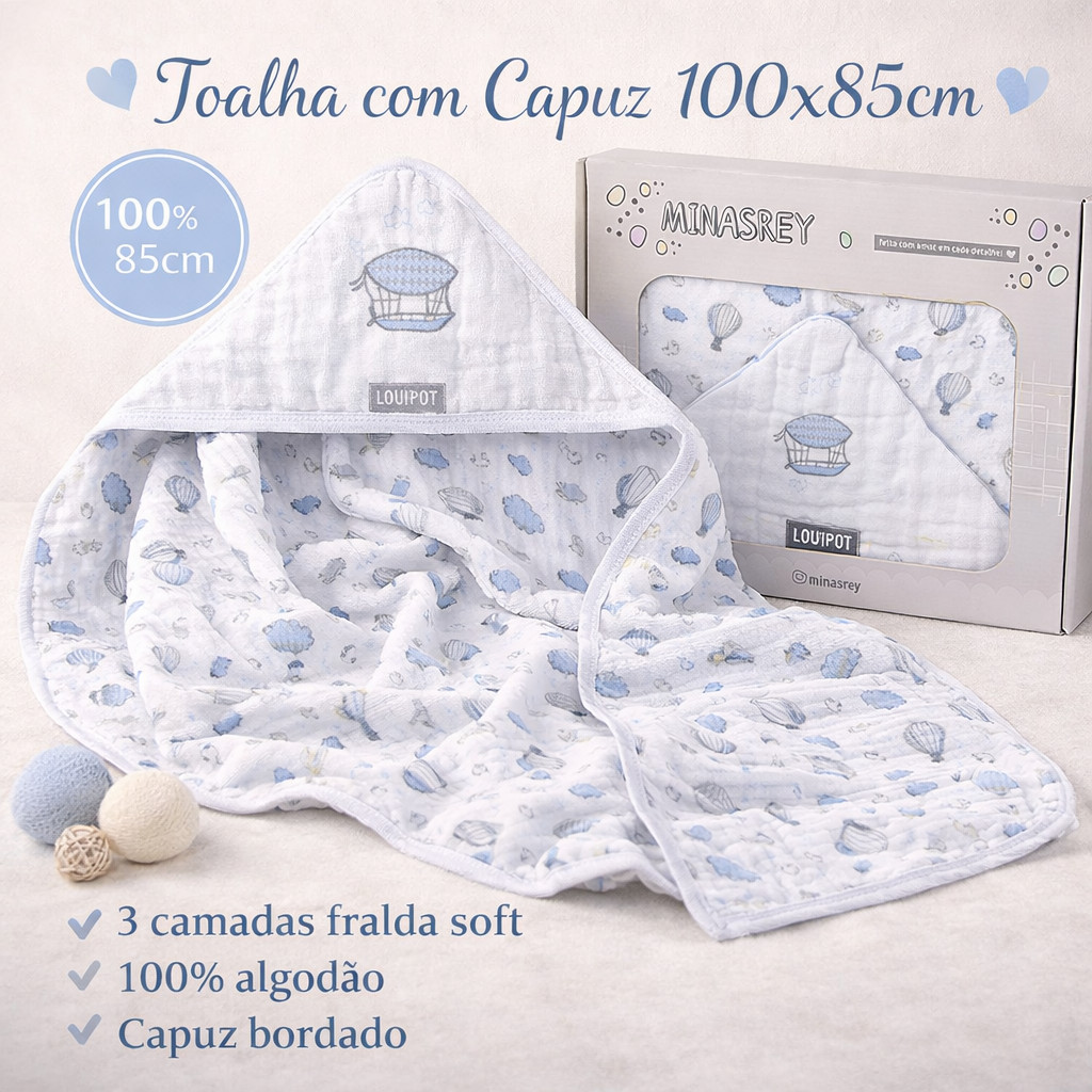 Toalha de Banho Bebê com Capuz 100x85cm Bordada na Caixa Ideal para Presente Envio Imediato em Oferta na Shopee