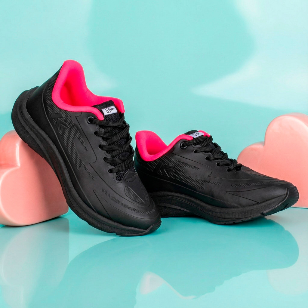 Tênis Infantil Menina Kidy K360 Energy Preto Escolar Conforto Anatômico Macio Antiderrapante