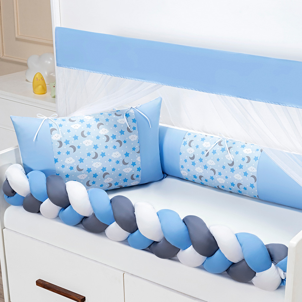 Kit 06 Peças Para Berço Americano Fofuxo Estampado Basico Com Trança Toque Macio em Oferta na Shopee