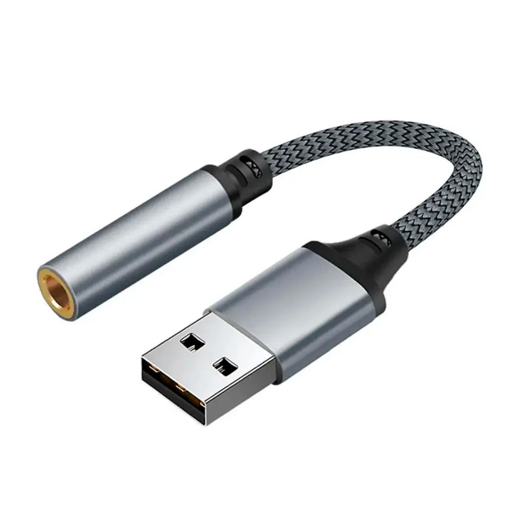 Adaptador de Áudio USB para P2 (3.5mm) - Placa de Som Externa Portátil para Fone e Microfone