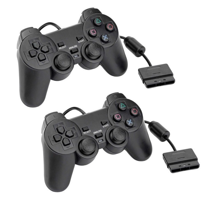 Kit 2 Controles Play Ps2 Com Fio Playstation 2 Manete Joystick em Oferta na Shopee
