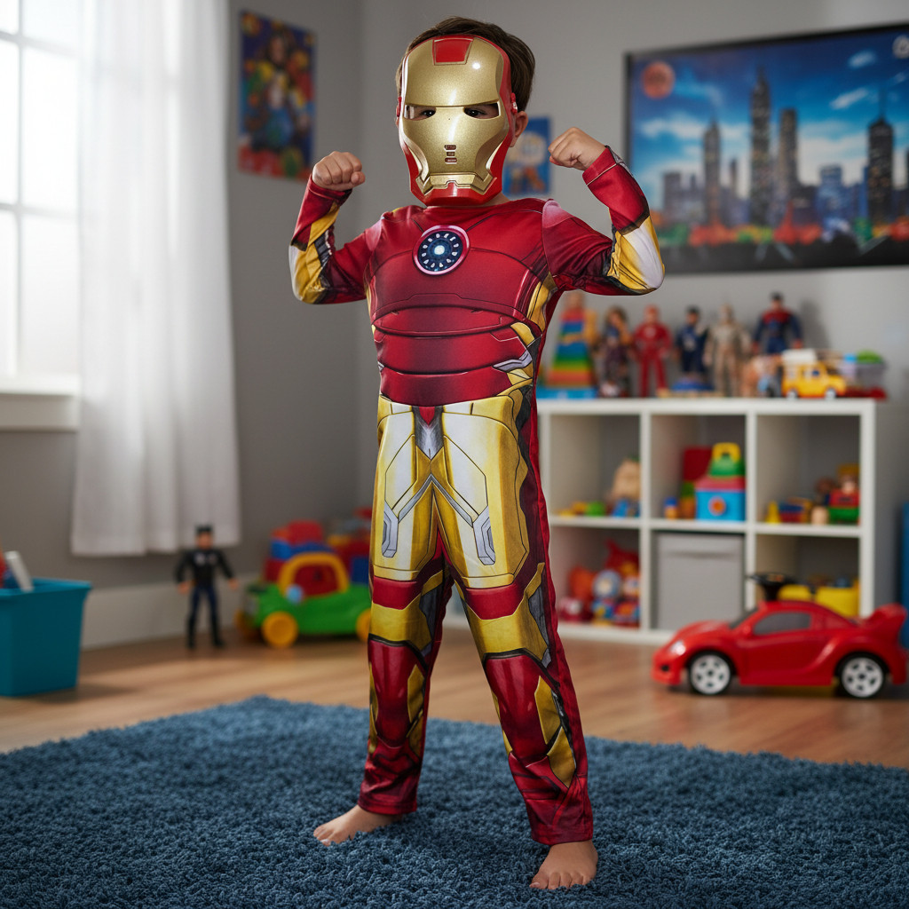 Fantasia Infantil Longa Homem De Ferro C Enchi. Com Máscara em Oferta na Shopee