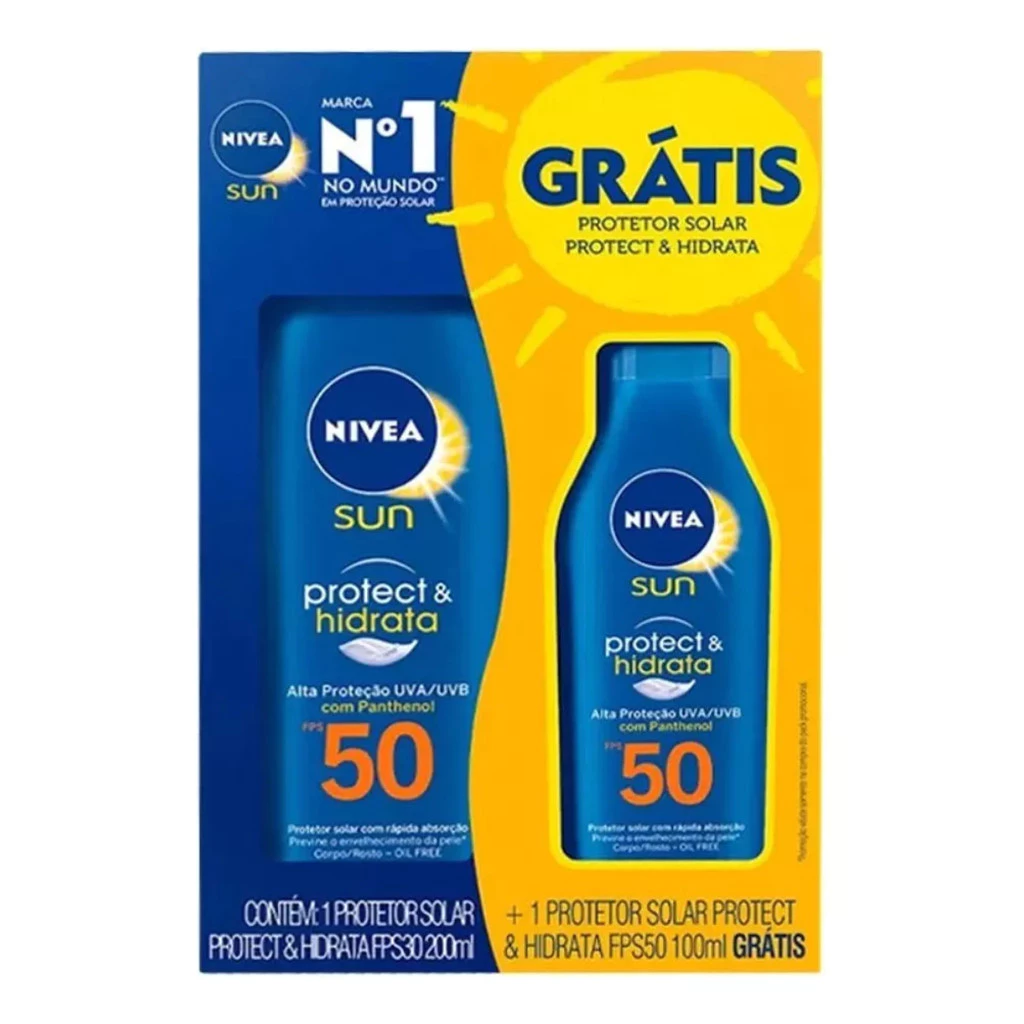 Kit Protetor Solar 50 FPS 200 ml + Protetor Solar 50 FPS 100 ml - Nivea Sun - Nivea Sun - 200 ml + 100 ml