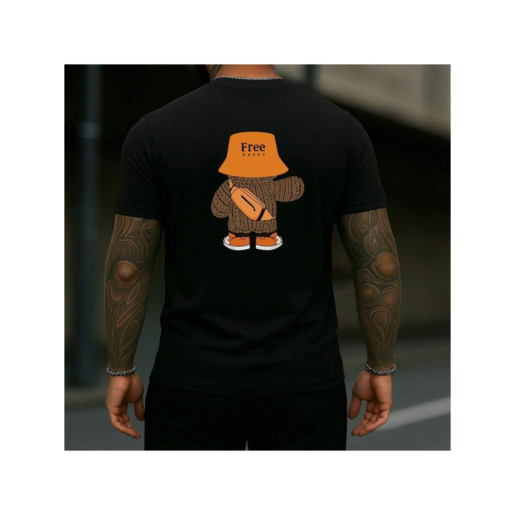 Camiseta Streetwear Urso Estilosos Estampado Masculina Estilosa 100% algodão Leve Confortável Street