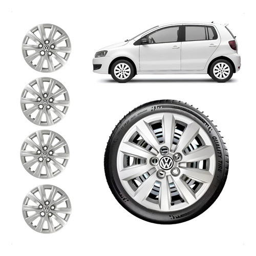 Jogo Calota Fox Spacefox Polo Aro 15 Vw 2010 Até 2015 Volks Preto Polo