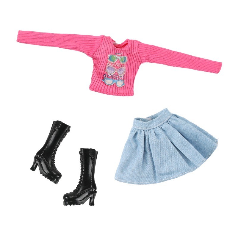Roupas De Boneca Feminina De 30cm Terno Acessórios De 11 Polegadas Vestido Jeans De Manga Comprida Elegante