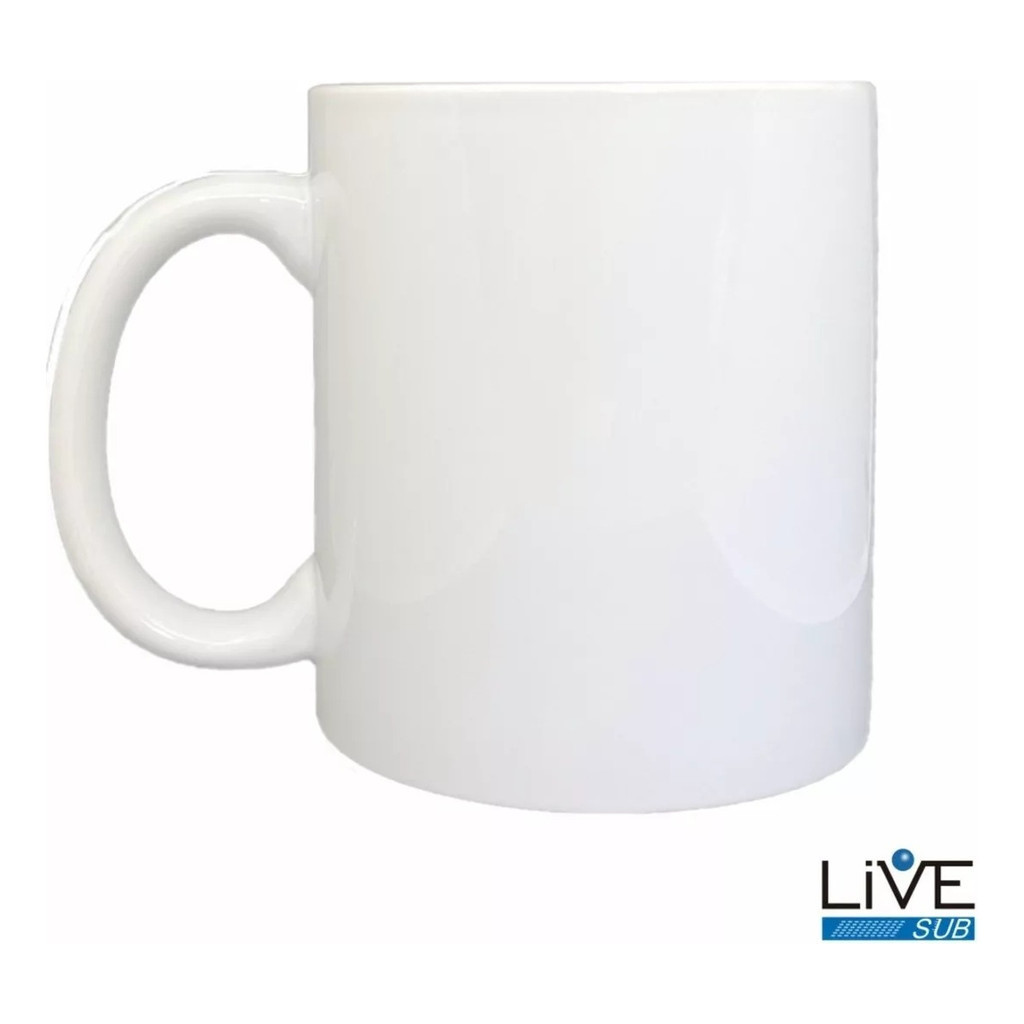 12 Canecas Brancas Porcelana Live Sub Sublimação 325ml Aaa+ Xícara Branca